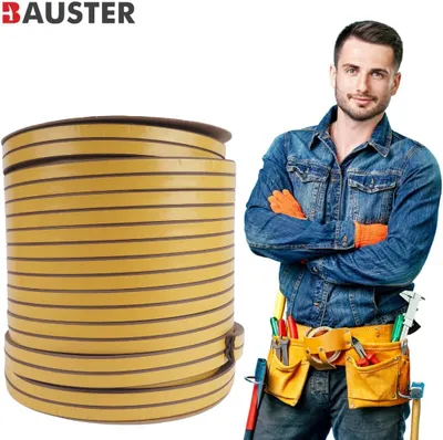 Image de BAUSTER Bande d'étanchéité 50M pour portes et fenêtres - Joint de porte autocollant 12x10mm | Joint de fenêtre en mousse caoutchouc | Coupe-courant d'air Isolation acoustique Wä
