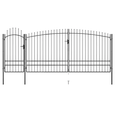 Image de vidaXL Portail de jardin avec pointes de lance 5x2,45 m noir