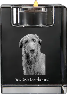 Produktbild von Deerhound, Schottischer Hirschhund, Scottish Deerhound - Kerzenhalter mit Hundefoto, Teelichthalter aus Kristall, personalisiertes Geschenk der Marke Art-Dog