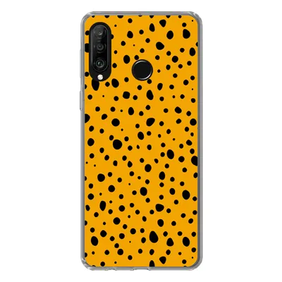 Produktbild von MuchoWow® Handyhülle Schutzhülle Hülle für Huawei P30 Lite Polka dots - Orange - Schwarz Silikon Softcase Handy Hülle - Handyhülle