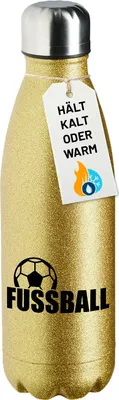 Produktbild von Huuraa Trinkflasche Fussball Ball 500ml Gold Edelstahl Wasserflasche Trinkflasche Geschenkidee