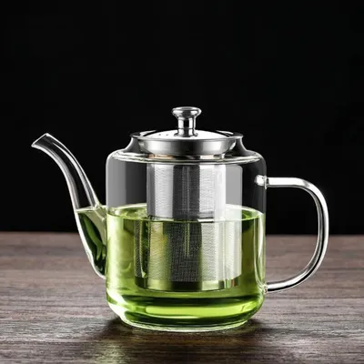 Produktbild von Teekanne Glas 650ml mit Sieb für losen Tee hitzebeständig Edelstahl Infuser tropffrei