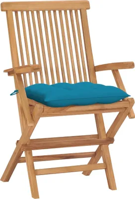 Produktbild von vidaXL Gartenstühle mit Hellblauen Kissen 4 Stk. Massivholz Teak