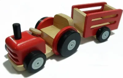 Produktbild von Tano - Traktor mit Anhänger - Holzspielzeug für Kinder 90 x 130 x 74 mm + 90 x 130 x 67 mm