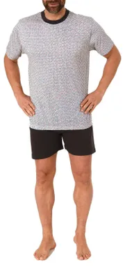 Produktbild von Edler Herren kurzarm Schlafanzug Shorty Pyjama mit Minimal-Print - 112 105 10 714 ; grau , 54
