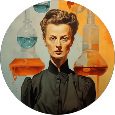 Produktbild von Wallario Premium Glasbild, freischwebende Optik, kräftige Farben, rund 50cm Durchmesser, Motiv Visionäre Chemikerin