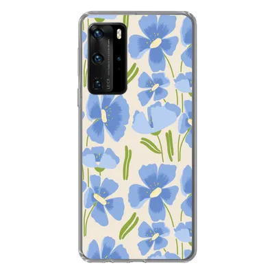 Produktbild von MuchoWow® Handyhülle Schutzhülle Hülle für Huawei P40 Pro Blume - Blau - Muster Silikon Softcase Handy Hülle - Schutz