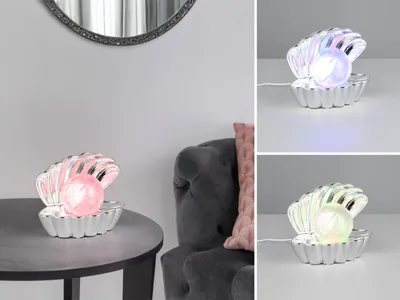 Produktbild von 2er SET USB Tischlampen mit Farbwechsel RGB Beleuchtung - kleine Muschellampen