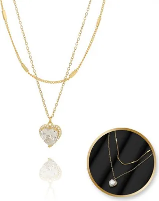Immagine prodotto di Collana a cuore placcata oro 14k, con zirconi NST1629