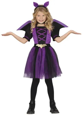 Produktbild von FIESTAS GUIRCA Lilafarbenes Fledermaus-Kostüm für Mädchen, Fledermaus-Kostüm mit Fledermaus-Stirnband, Tutu-Kleid und Flügeln, Halloween-Kostüme für M