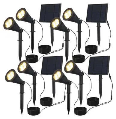 Produktbild von hoftronic LED Solar Gartenstrahler 3W 200lm 3000K IP65 Schwarz Set 4er