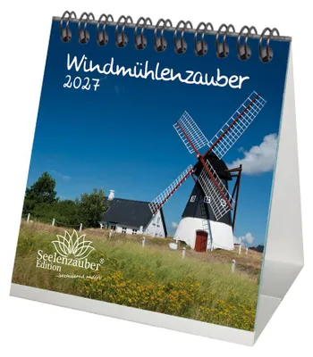 Produktbild von Windmühlenzauber Tischkalender 10x10cm für 2027 Brücke Windmühlen - Seelenzauber