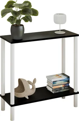 Zdjęcie produktu dla Konsola loft z półką 80x30x80 cm metalowa biała do przedpokoju