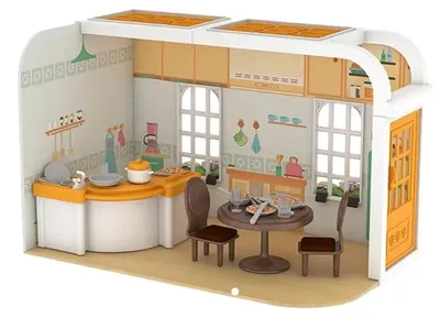 Image de Kit pièce maison de poupée Cuisine - Maison miniature en bois DIY avec meubles