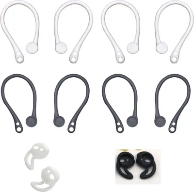 Produktbild von Paar Anti-Verlust-Ohrbügel, 2 Paar Ohrbügel-Spitzen, sichere Ohrhörerhaken aus Silikon, Ersatz-Ohrhörerhalter, Ohrschlaufen, Anti-Verlust-Zubehör, kompatibel mit AirPods 3&2&1&Pro für sportliche Aktivitäten