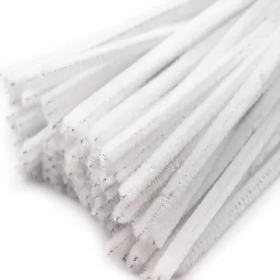 Pfeifenreiniger 20er Chenille-Draht 6mm, Länge 30cm, weiß