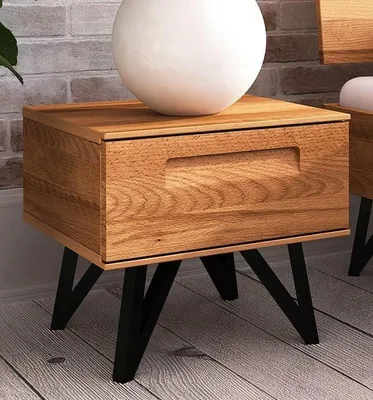 Imagen del producto de Mesita de noche de madera de haya maciza, tratada con aceite. Dimensiones: 42 x 45 x 45 cm (alto x ancho x profundidad)