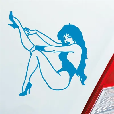 Produktbild von Auto Aufkleber Frau Pin Up Girl Vintage Sexy 10x10,5 cm Hellblau Sticker Heckscheibenaufkleber