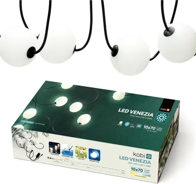 Zdjęcie produktu dla Girlanda Ogrodowa Wodna Zewnętrzna Łańcuch Świetlny Na Basen Oczko Wodne 7,74m 10x Kula LED 10W 2500K Kobi