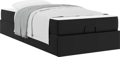 Image de Cadre de lit avec matelas Autre 2 pcs Noir PVC
