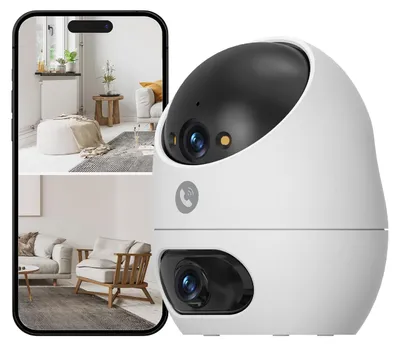 Immagine prodotto di Telecamera di sicurezza interna, visione a 360°, Wi-Fi a 2,4 GHz, riconoscimento automatico delle persone