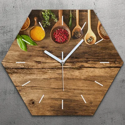 Produktbild von Uhr hexagonal 40 cm Glas Geräuschlos weiße Zeiger - Kräuter und Gewürze