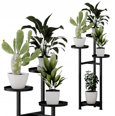 Produktbild von Pflanzenständer aus Metall - 80,5 cm - Modernes Pflanzenregal für 4 Töpfe - Schwarz