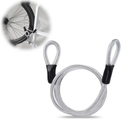 Imagen del producto de Candado de acero con cable de seguridad, 120 cm de longitud, diámetro de 8 mm, resistente al agua, para bicicletas y scooters