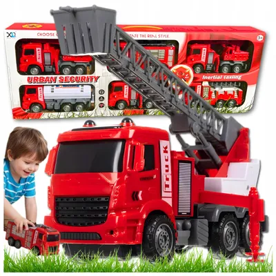 Produktbild von 6-in-1-Feuerwehrauto-Set: Große Feuerwehr-Rettungsfahrzeuge für Kinder