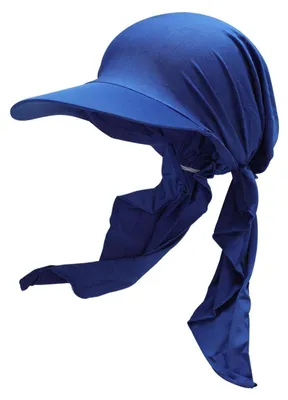 Produktbild von Damen Chemo Kopfbedeckung mit Krempe und Visier Königsblau 100% Polyester