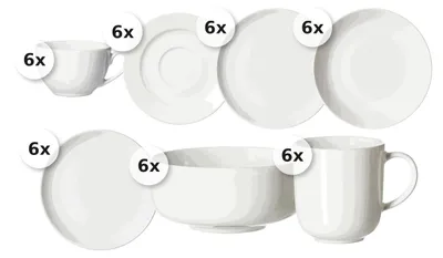 Produktbild von Kaffee- & Tafelservice 42 tlg. Volos weiss