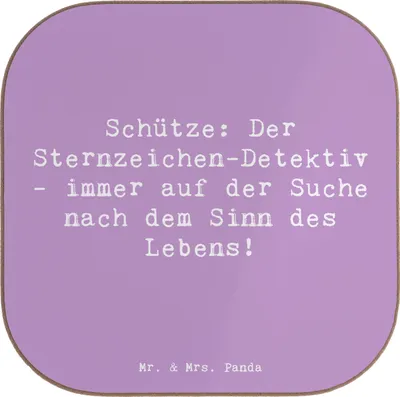 Produktbild von Mr. & Mrs. Panda Untersetzer für Gläser Spruch Schützenblick - Lavendeltraum - Geschenk, gläseruntersetzer, Sternzeichen, Tischuntersetzer, Geschenke, Tassenuntersetzer