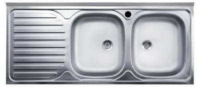 Immagine prodotto di Lavello cucina acciaio appoggio 120x50 cm doppia vasca e gocciolatoio sinistro SA127SX