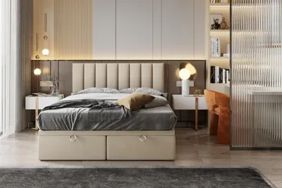 Produktbild von TRADA Bond Boxspringbett 160x200 mit Bettkasten mit Matratzen Stauraum Velvet 9-Komfortzonen H3 Beige