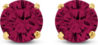 Produktbild von New Bling 9NBG-0566 Gouden Oorknopjes met Zirkonia 4mm - Rood - Rond - 14 Karaat - Goud