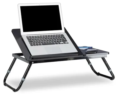 Zdjęcie produktu dla Stolik na laptopa do łóżka - Składany - Regulowany nachylenie - 40 x 75 x 35 cm - Czarny