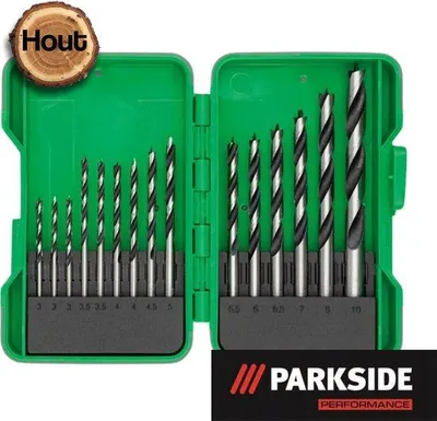 Produktbild von Parkside Performance Kohlenstoffstahl Holzbohrer Set inklusive Kunststoff-Aufbewahrungshülse - 15-teilig