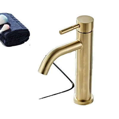 Immagine prodotto di Miscelatore per bagno in oro spazzolato, comando a una mano, miscelatore per acqua calda e fredda, oro spazzolatohoch2