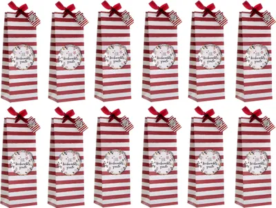 Produktbild von Flaschentüte LIEBE WEIHNACHTSGRÜßE rot / weiß - 12er Set