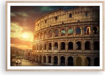 Produktbild von Gerahmtes Poster - Rahmen in heller Eiche - Coloseum Roma Architektur Italien - 100x70 cm - Wand Bild - Wanddeko - Wandbilder - Wandposter - Bilderrahmen - Bilder - Kunstdruck - P2NAA100x70-2966