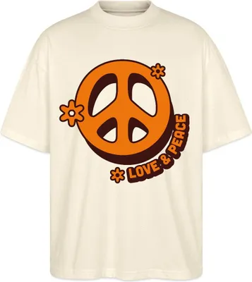Produktbild von Spreadshirt Love And Peace Retro Hippie Style Design Y2K Oversize Uni T-Shirt, 3XL, Natur
