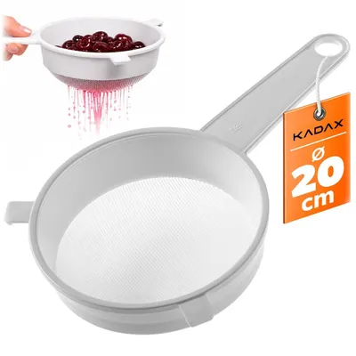 Image de Passoire de cuisine KADAX, 12 cm, passoire fine en plastique, passoire en plastique à mailles fines pour la cuisine, passoire en plastique fin avec long manche (blanc)