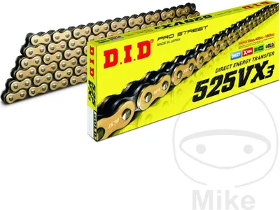 Immagine prodotto di Catena trasmissione aperta DID oro 108 maglie 525 chiusura con rivetto