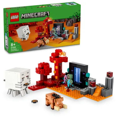 Produktbild von LEGO Minecraft Zasadzka w portalu do Netheru, Zabawki dla Dzieci z Postaciami z Gry, w tym Moby i Figurka Ghasta, Zestaw Bitewny dla graczy, Prezent dla 8-latka, Chłopca i Dziewczynki 21255