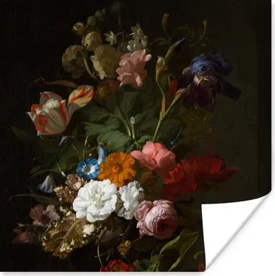 Produktbild von MuchoWow® Poster Vase mit Blumen - Gemälde von Rachel Ruysch 100x100 cm - Babyzimmer