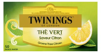 Produktbild von Twinings Grüner Tee Zitrone, 50 Beutel, 100 g, aromatisiert, erfrischend