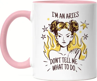 Produktbild von Widder Sternzeichen Tasse Rosa Aires Horoskop Geschenkidee März April Geburtstag
