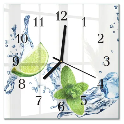Produktbild von Tulup Glasuhr Wanduhr Küchenuhr Echt-Glas 30x30 cm Modern Dekorativ Geräuschlos Schwarzen Zeigern - Minze mit Limette