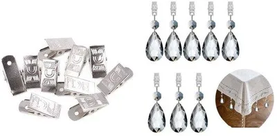 Produktbild von Tafelkleedgewicht - kristallen traan - metalen hangerklem - set van 8 stukken