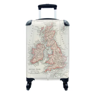 Produktbild von MuchoWow® Koffer Handgepäck Trolley Rollkoffer Kleine Reisekoffer mit 4 Rollen - Karte - Retro - England - Cabin Size < 55x40x23 cm & 55x40x20 cm - Fotokoffer - Kabinenkoffer - Boardgepäck - Reise-Box - Reisekoffer - Reisegepäck - Koffer mit Bild - Trolley für Kinder